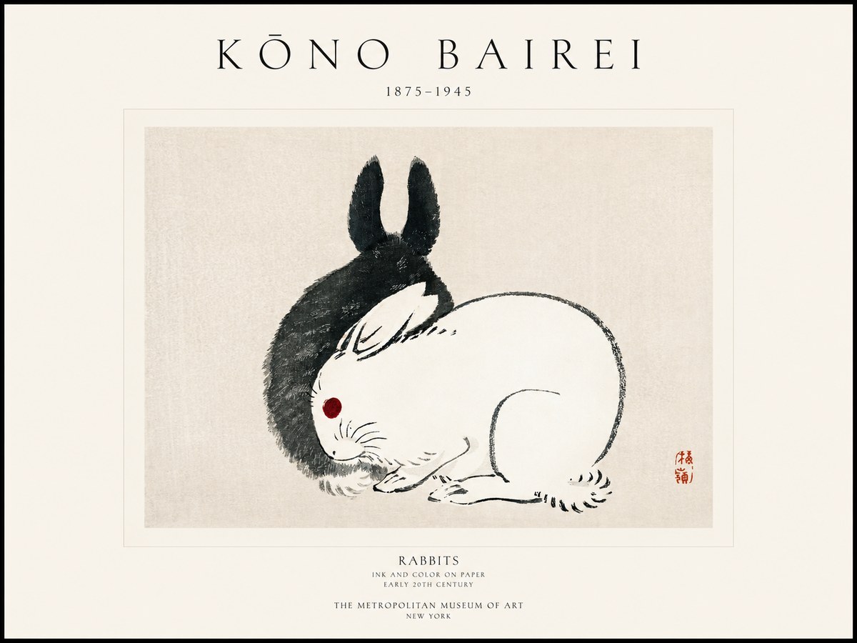 Kōno Bairei Rabbits No1 - Affiche
