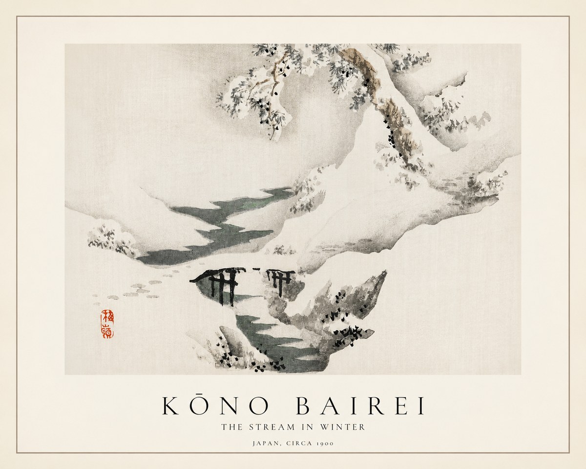 Kōno Bairei The Stream in Winter No1 - Affiche