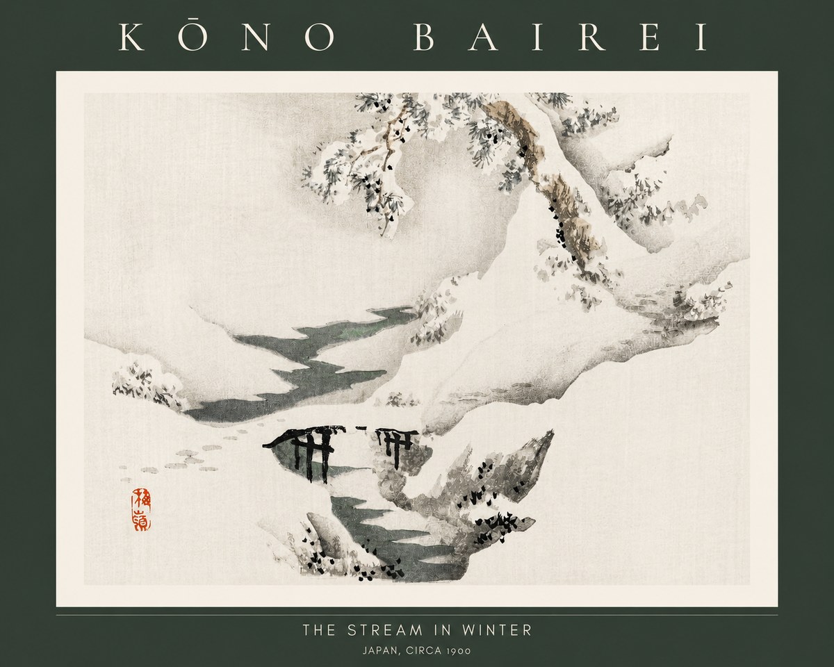 Kōno Bairei The Stream in Winter No2 - Affiche