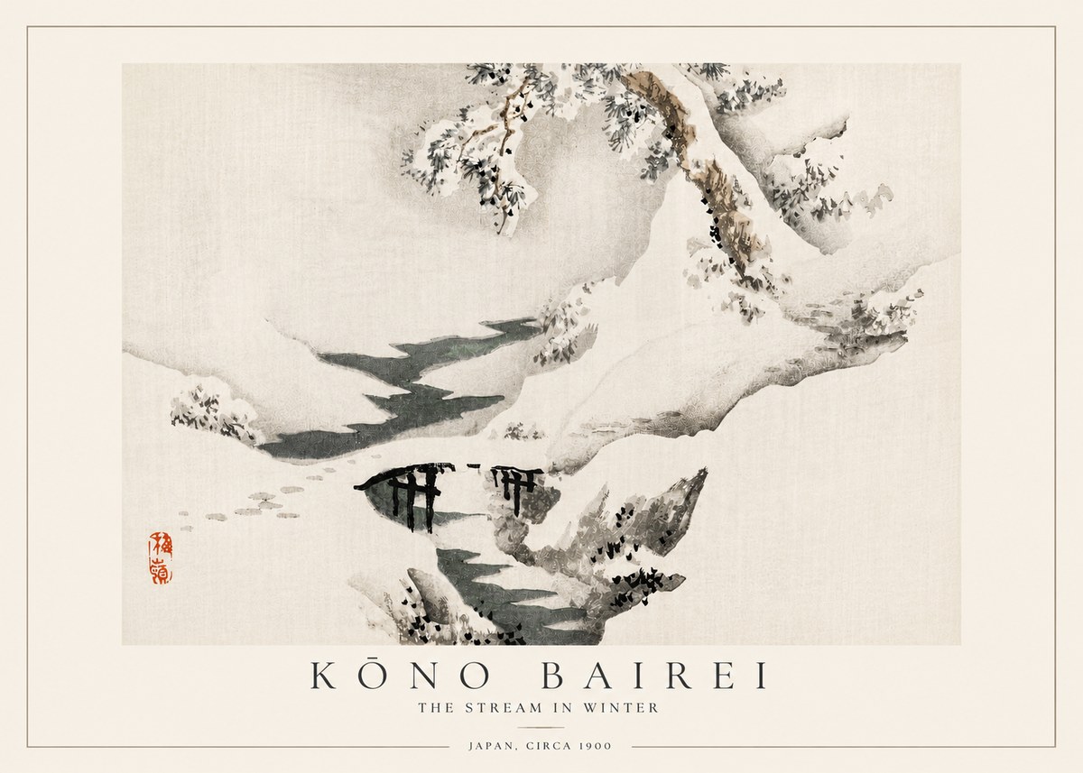 Kōno Bairei The Stream in Winter No3 - Affiche