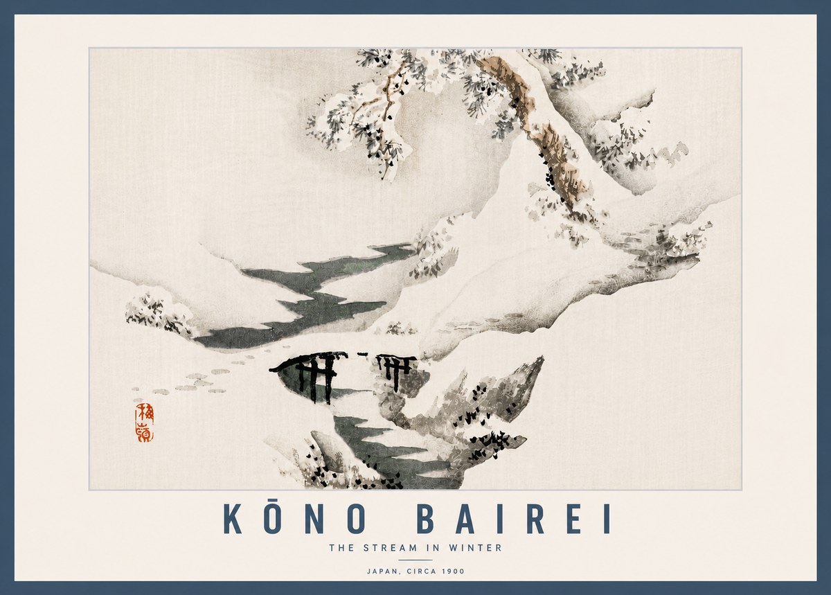 Kōno Bairei The Stream in Winter No6 - Affiche