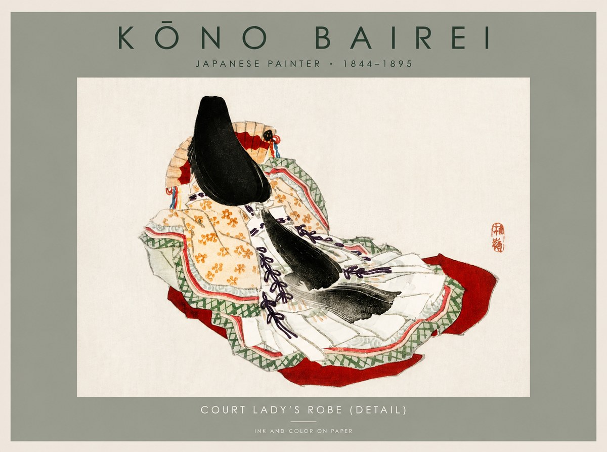 Kōno Bairei Court Lady's Robe (Detail) No2 - Affiche