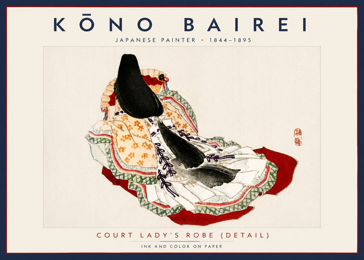 Kōno Bairei Court Lady's Robe (Detail) No3 - Affiche