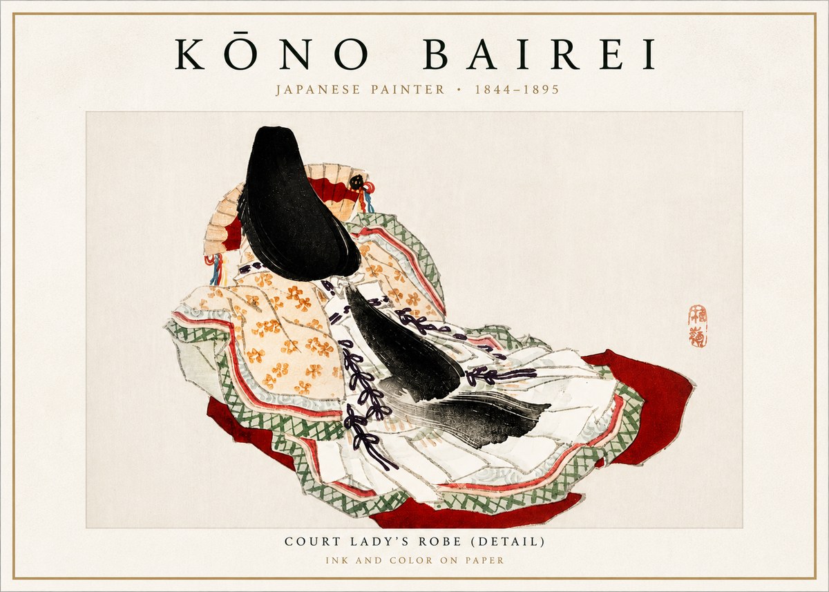 Kōno Bairei Court Lady's Robe (Detail) No4 - Affiche
