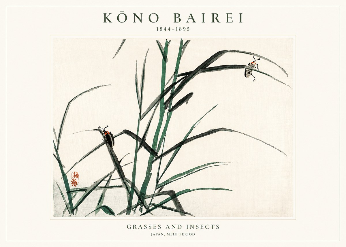 Kōno Bairei Grasses and Insects No1 - Affiche