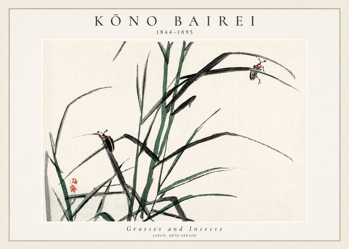 Kōno Bairei Grasses and Insects No3 - Affiche