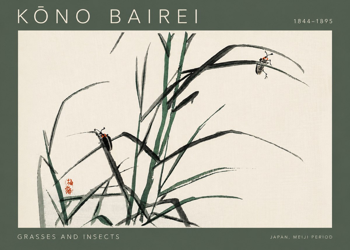 Kōno Bairei Grasses and Insects No4 - Affiche