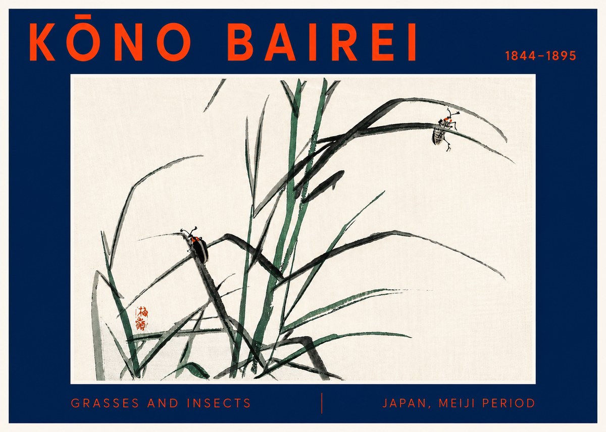 Kōno Bairei Grasses and Insects No6 - Affiche