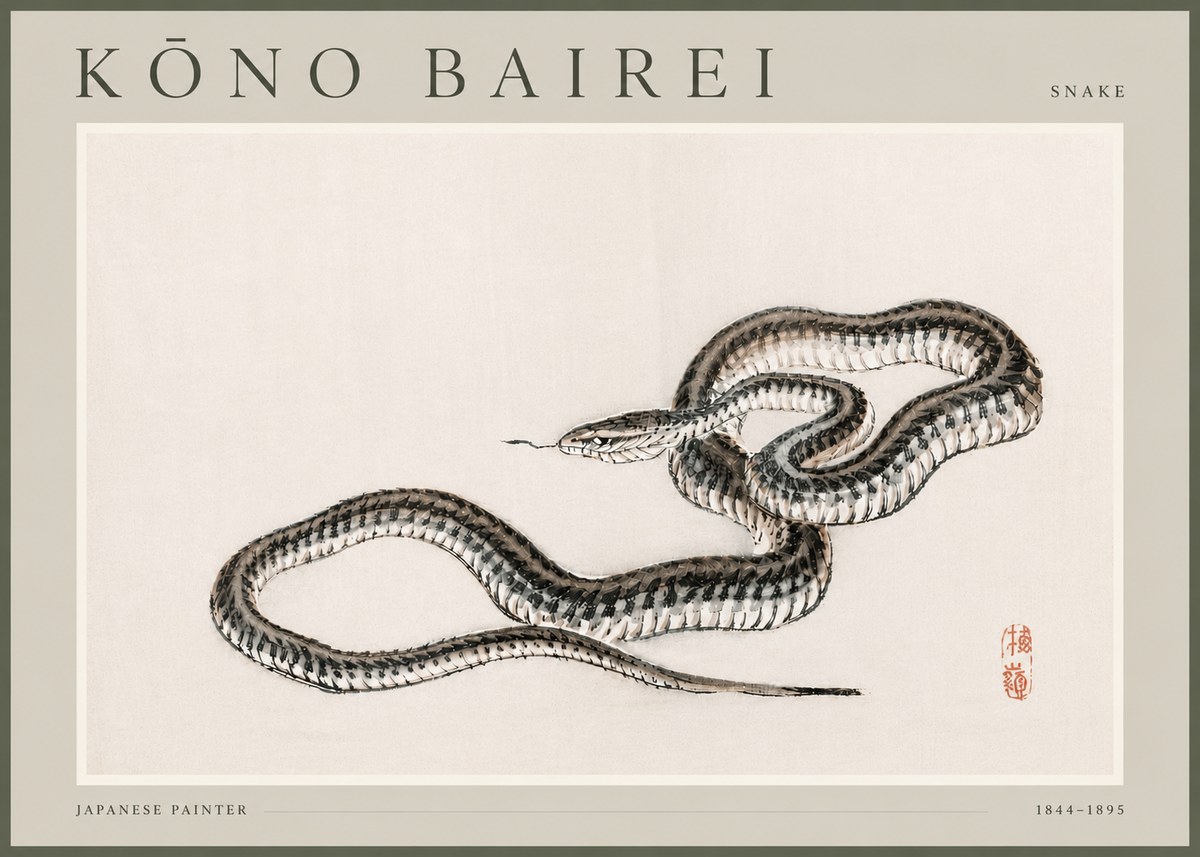 Kōno Bairei Snake No4 - Affiche
