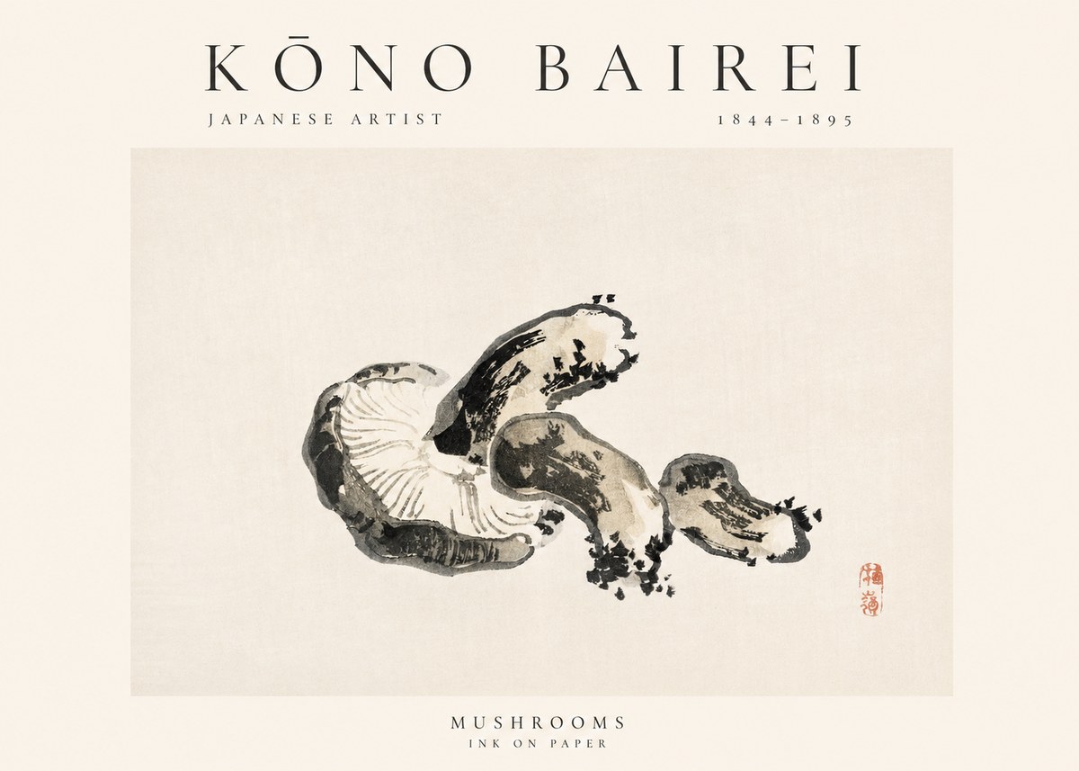 Kōno Bairei Mushrooms No1 - Affiche