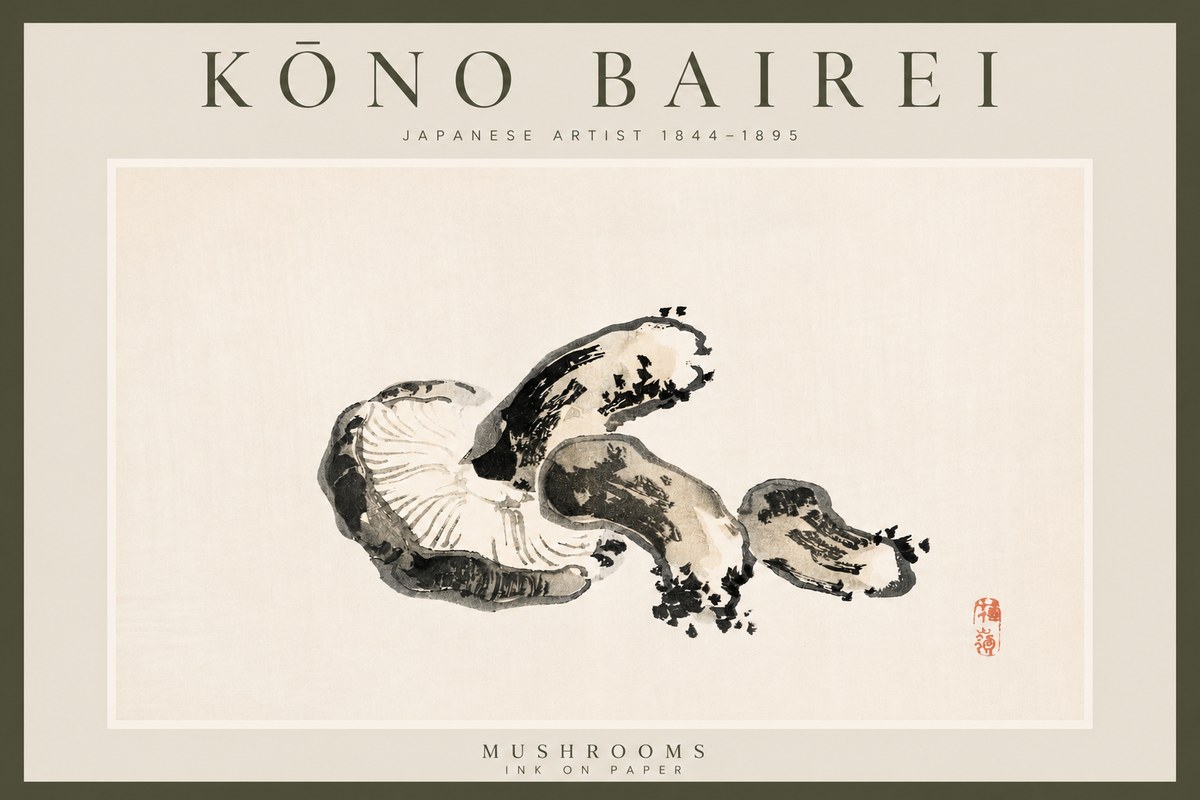 Kōno Bairei Mushrooms No3 - Affiche