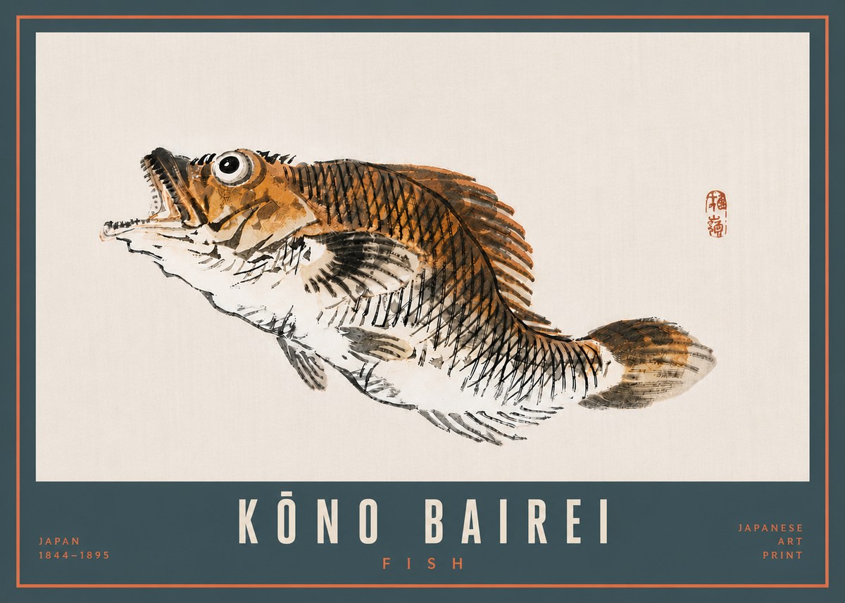 Kōno Bairei Fish II No5 - Affiche