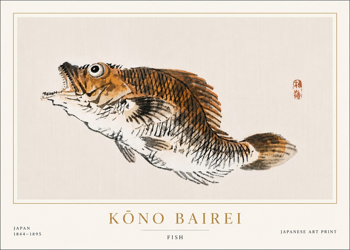 Kōno Bairei Fish II No6 - Affiche