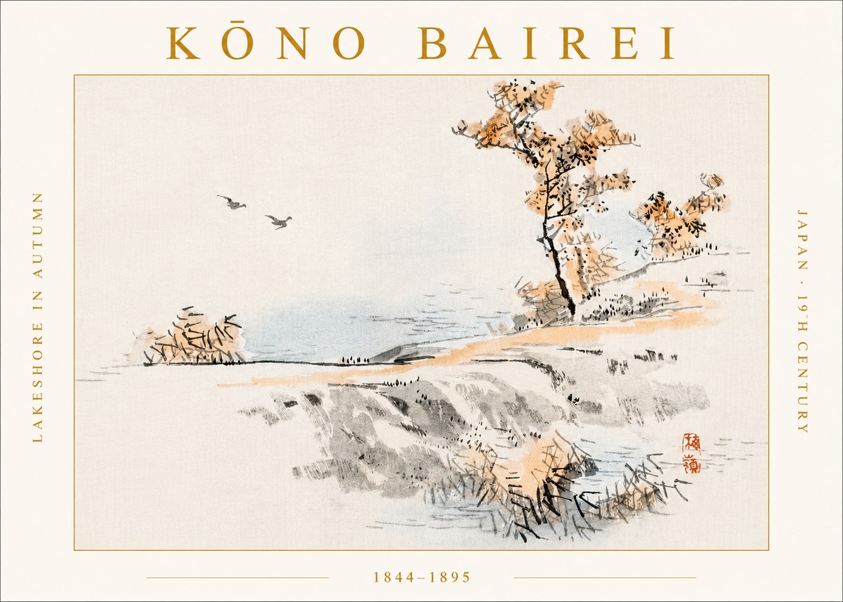 Kōno Bairei Lakeshore in Autumn No3 - Affiche