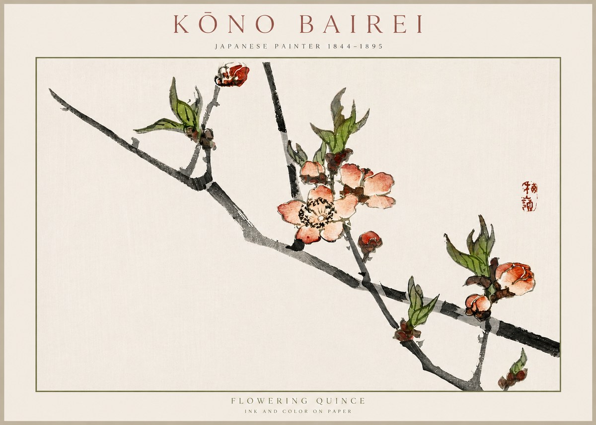 Kōno Bairei Flowering Quince No2 - Affiche