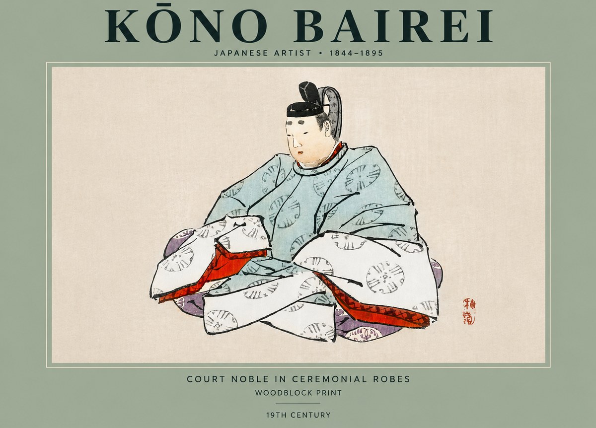 Kōno Bairei Court Noble in Ceremonial Robes No2 - Affiche