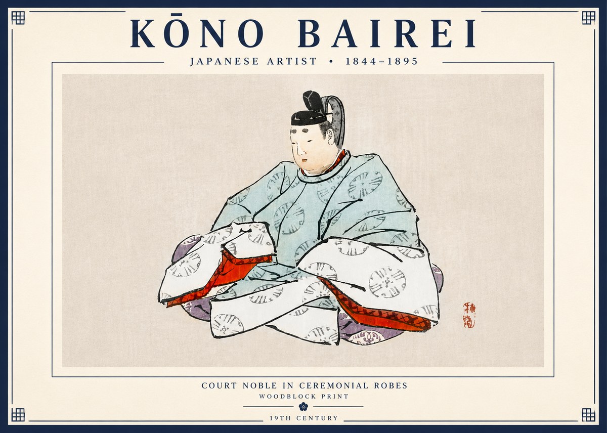 Kōno Bairei Court Noble in Ceremonial Robes No3 - Affiche