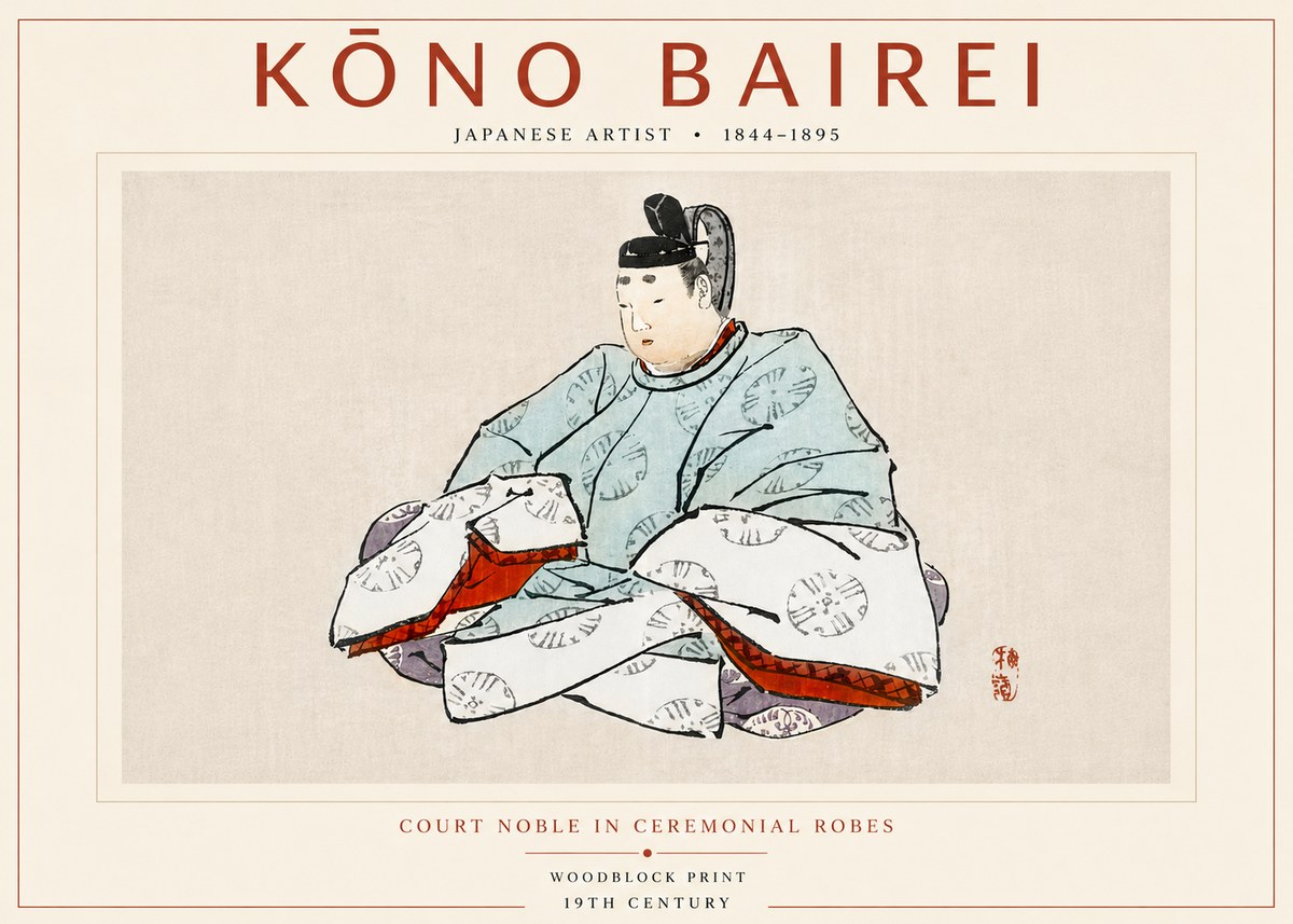 Kōno Bairei Court Noble in Ceremonial Robes No4 - Affiche