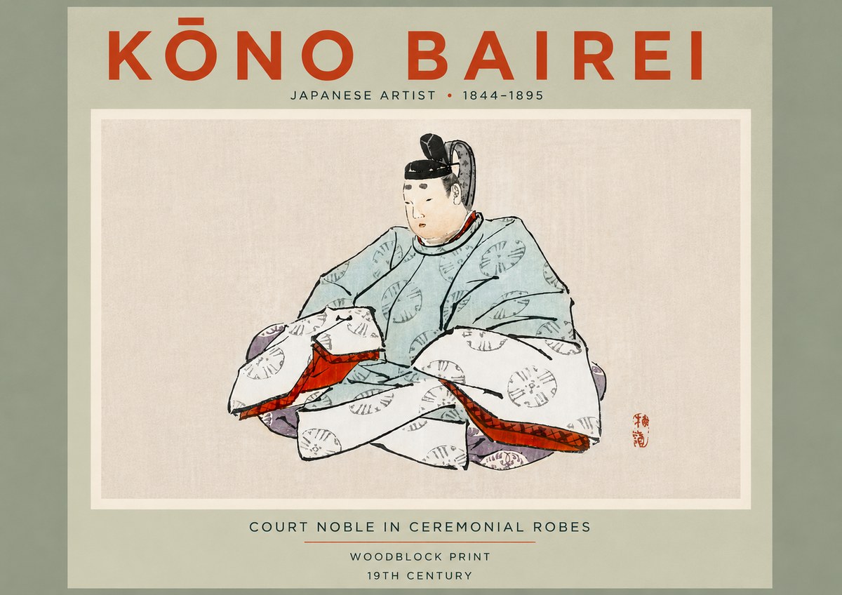 Kōno Bairei Court Noble in Ceremonial Robes No5 - Affiche