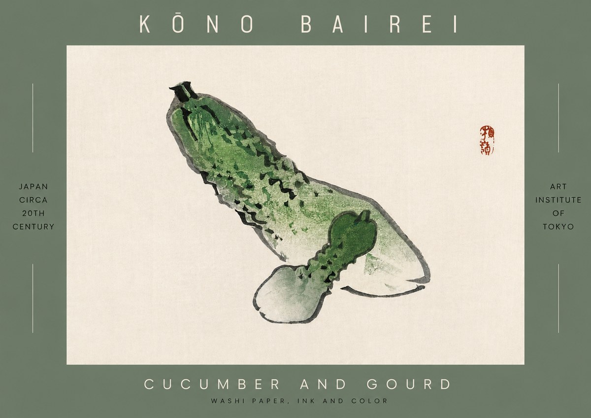 Kōno Bairei Cucumber and Gourd No2 - Affiche