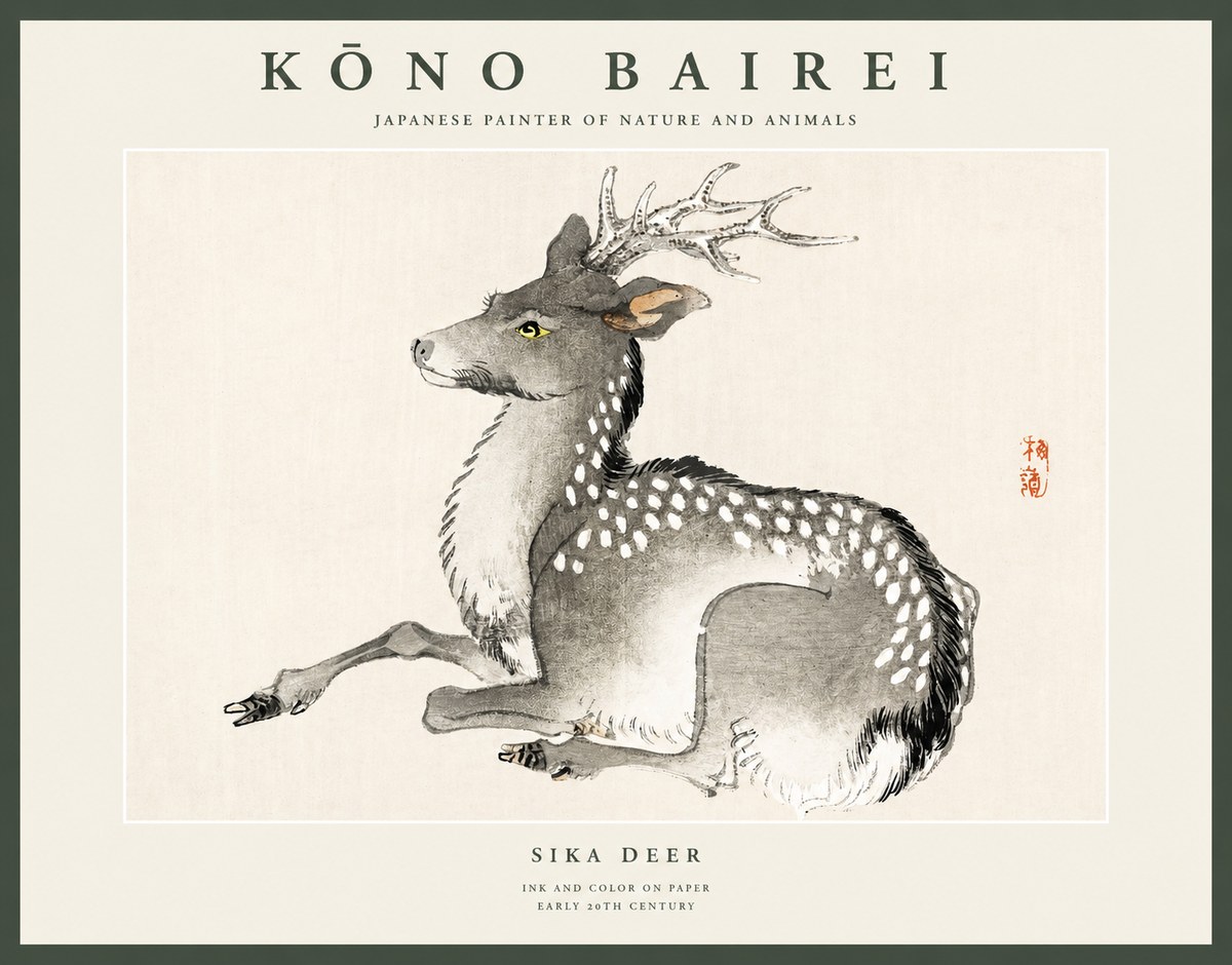 Kōno Bairei Sika Deer No1 - Affiche