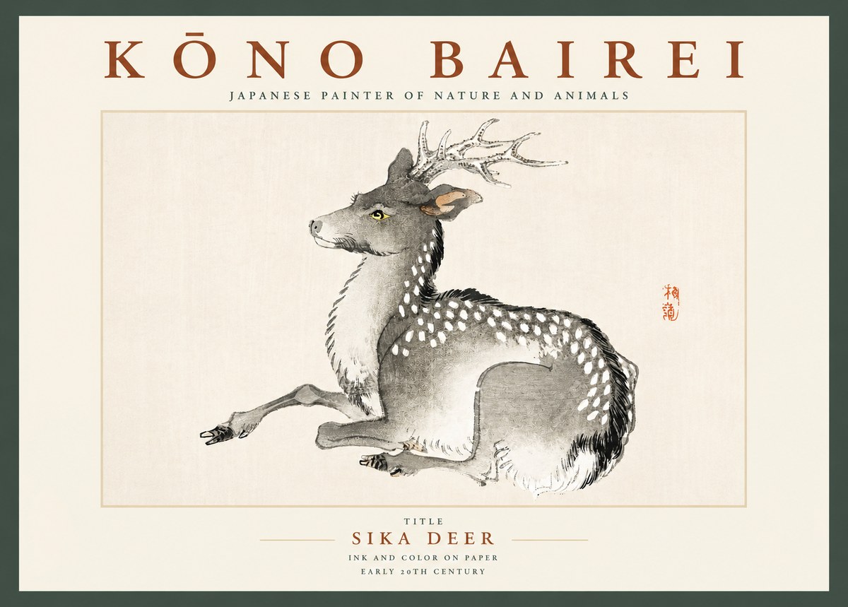 Kōno Bairei Sika Deer No2 - Affiche