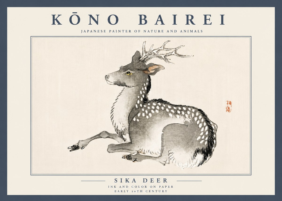 Kōno Bairei Sika Deer No4 - Affiche