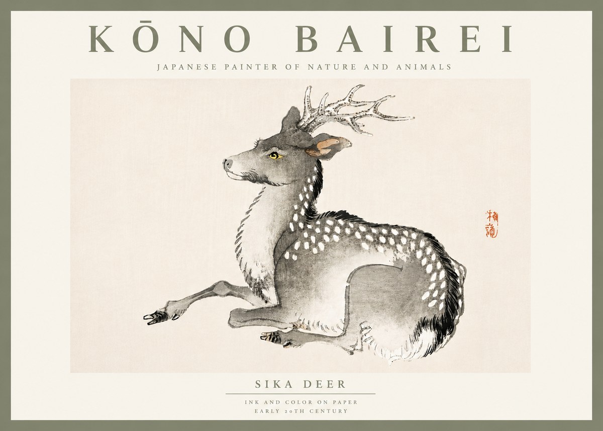 Kōno Bairei Sika Deer No5 - Affiche