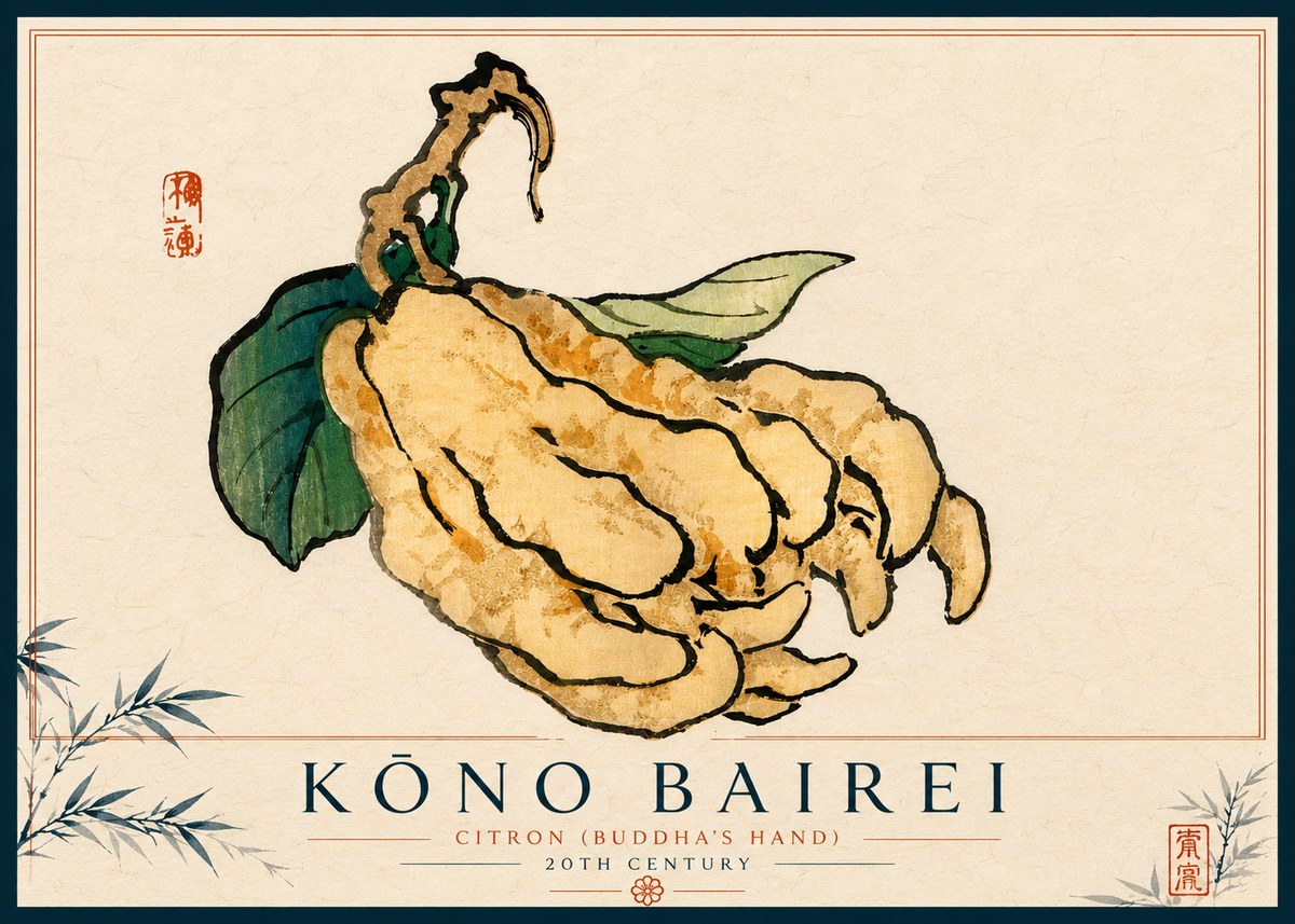 Kōno Bairei Citron (Buddha's Hand) No4 - Affiche