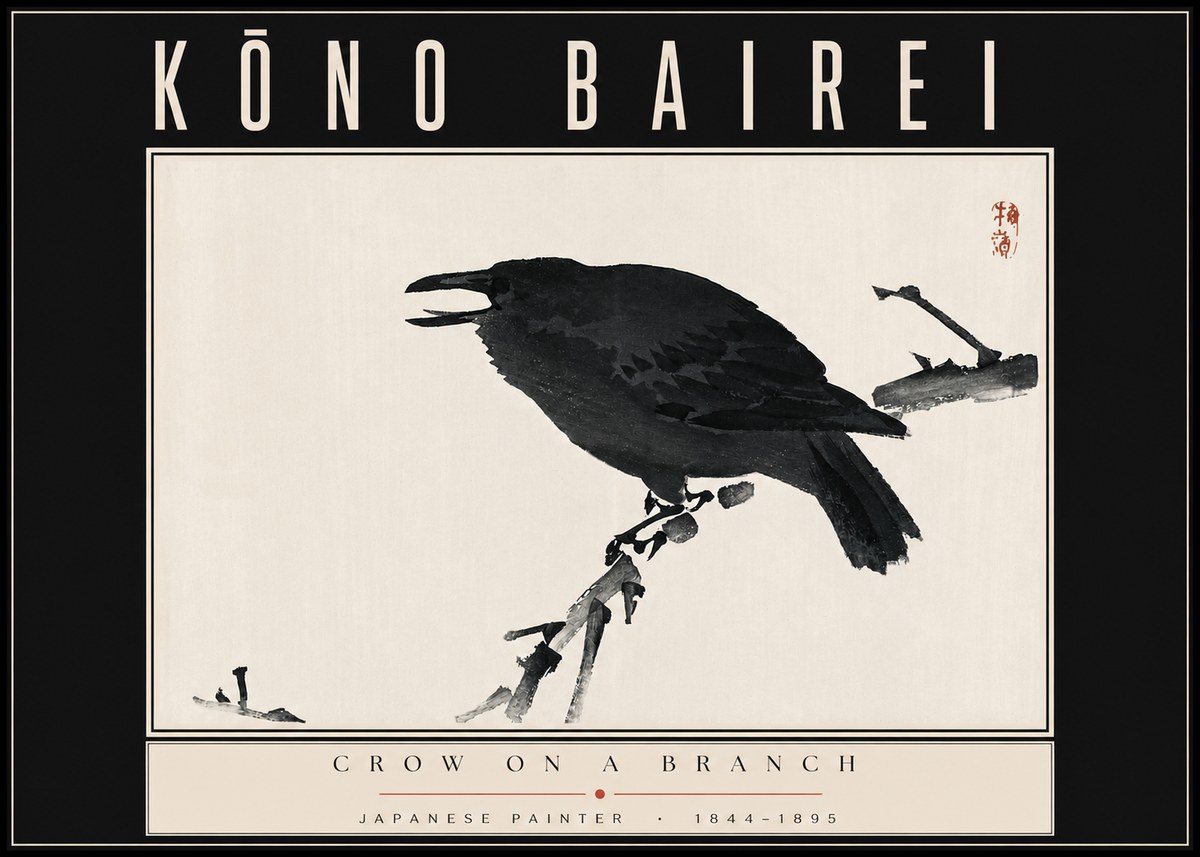 Kōno Bairei Crow on a Branch No4 - Affiche