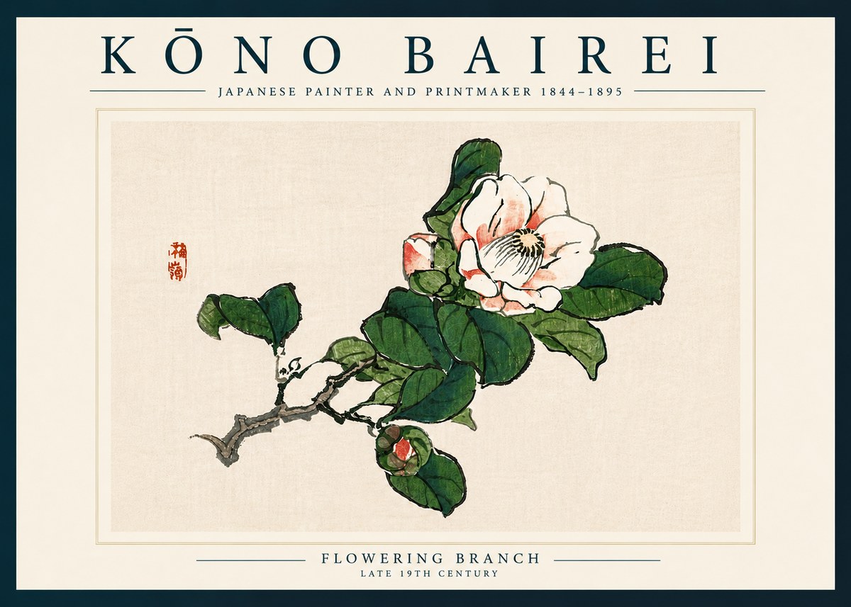 Kōno Bairei Flowering Branch No6 - Affiche