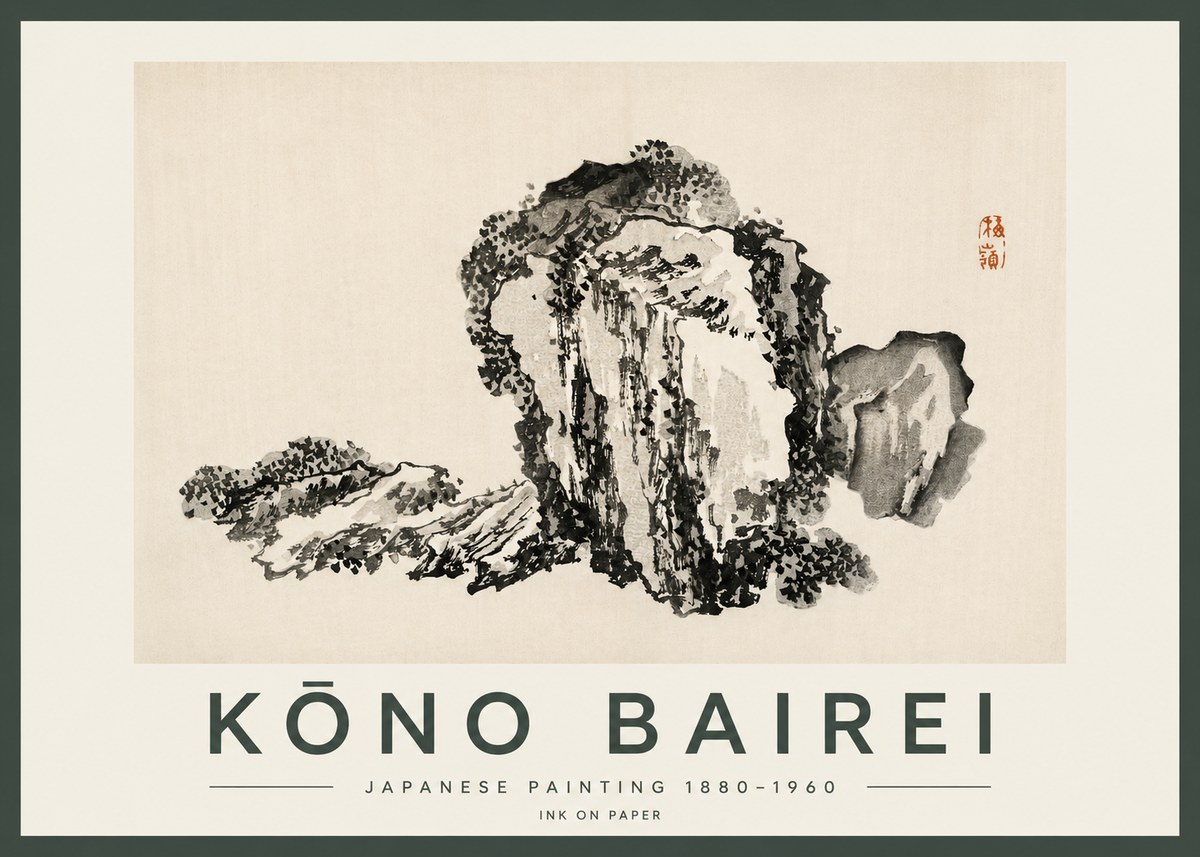 Kōno Bairei Rock Formation No2 - Affiche