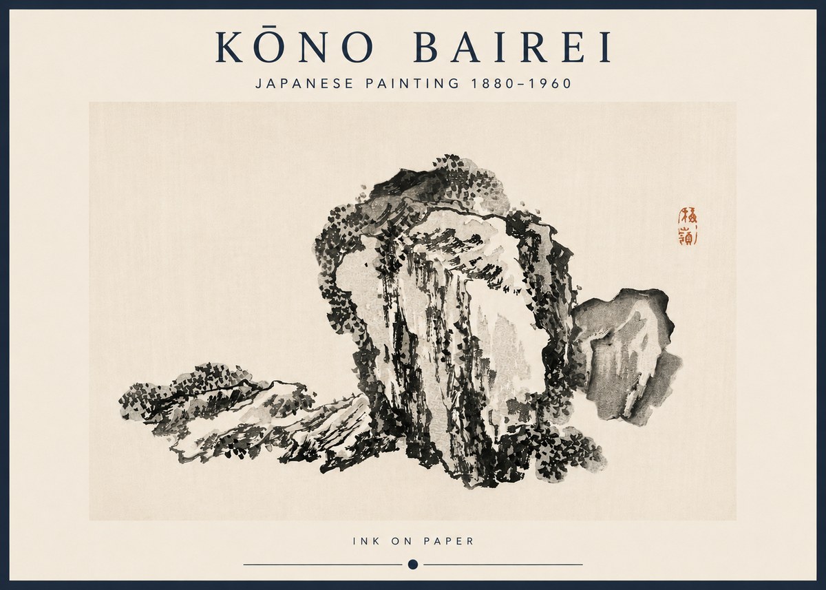 Kōno Bairei Rock Formation No3 - Affiche