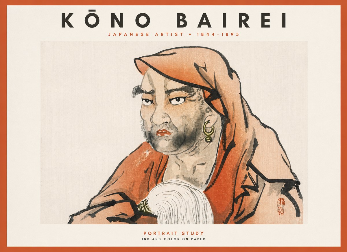 Kōno Bairei Portrait Study No1 - Affiche