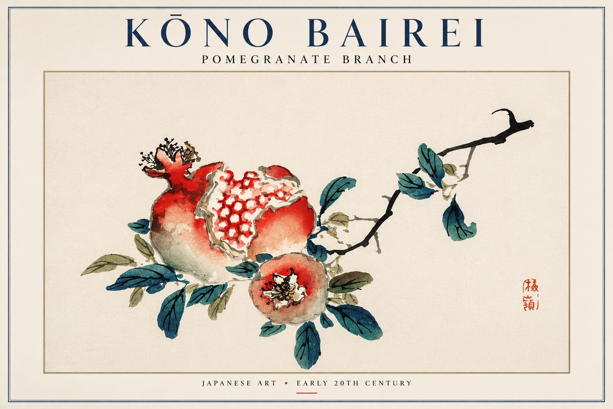 Kōno Bairei Pomegranate Branch No2 - Affiche