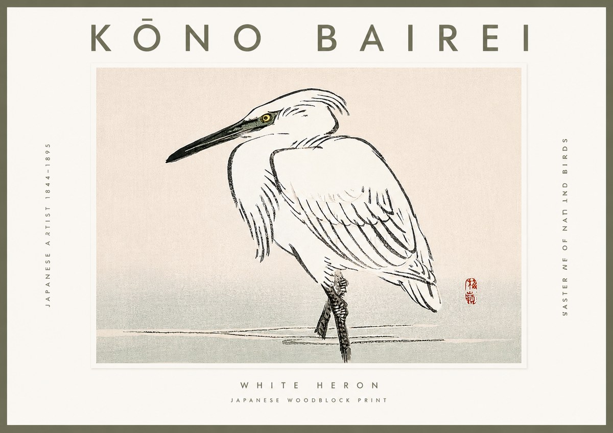 Kōno Bairei White Heron No2 - Affiche