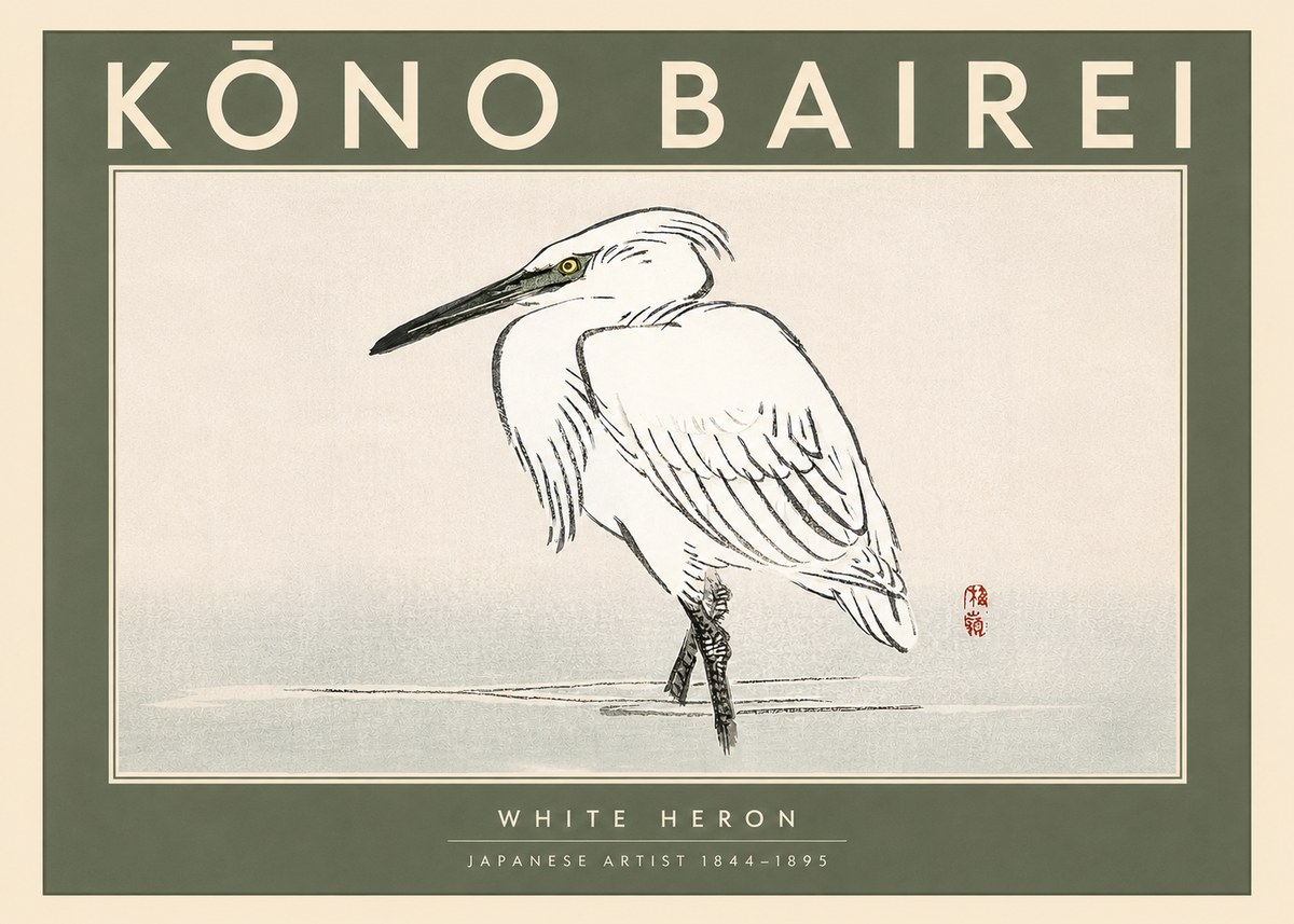 Kōno Bairei White Heron No3 - Affiche