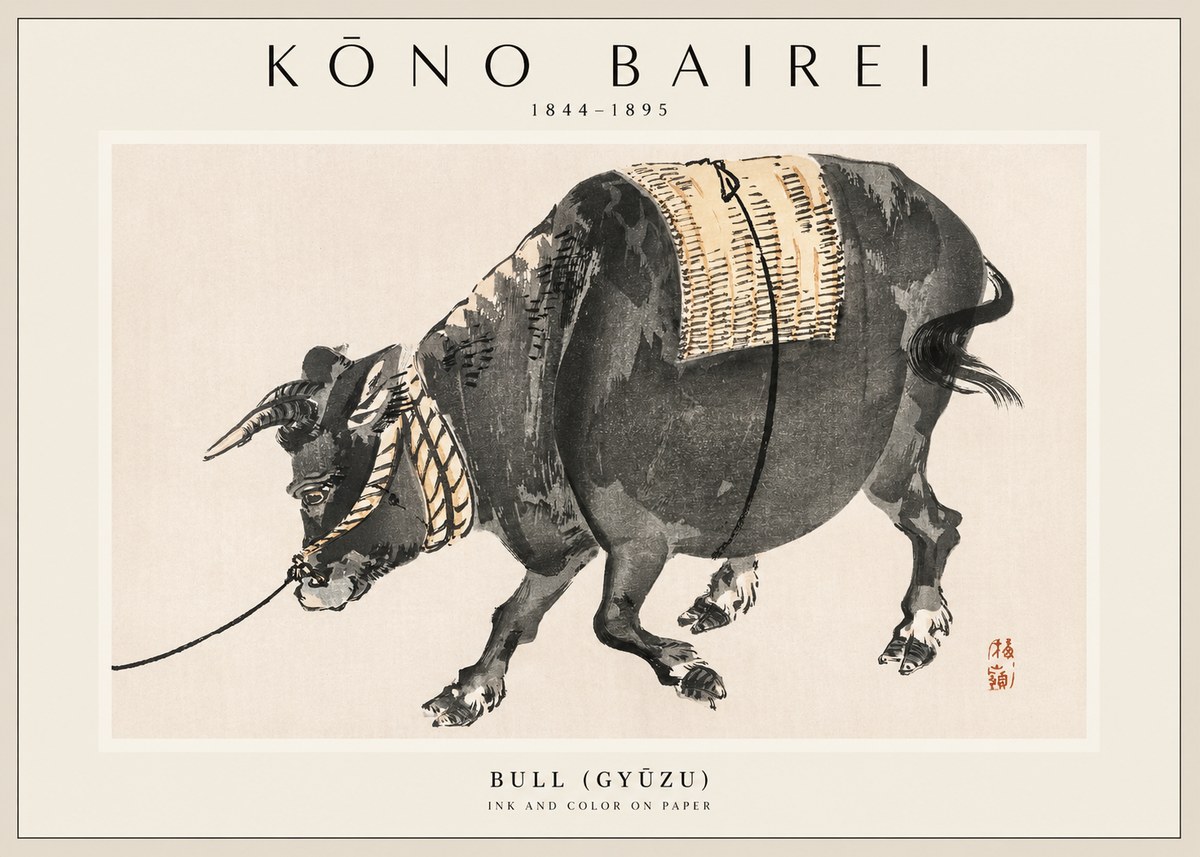 Kōno Bairei Bull (Gyūzu) No1 - Affiche