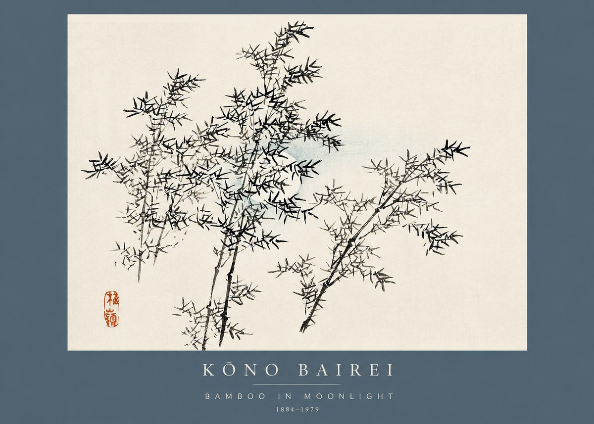 Kōno Bairei Bamboo in Moonlight No2 - Affiche