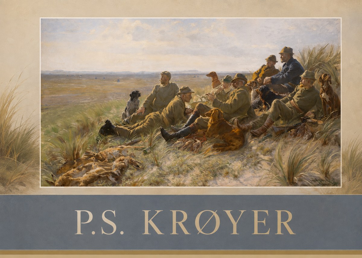 P.S. Krøyer Hare-hunting in the Dunes No2 - Affiche