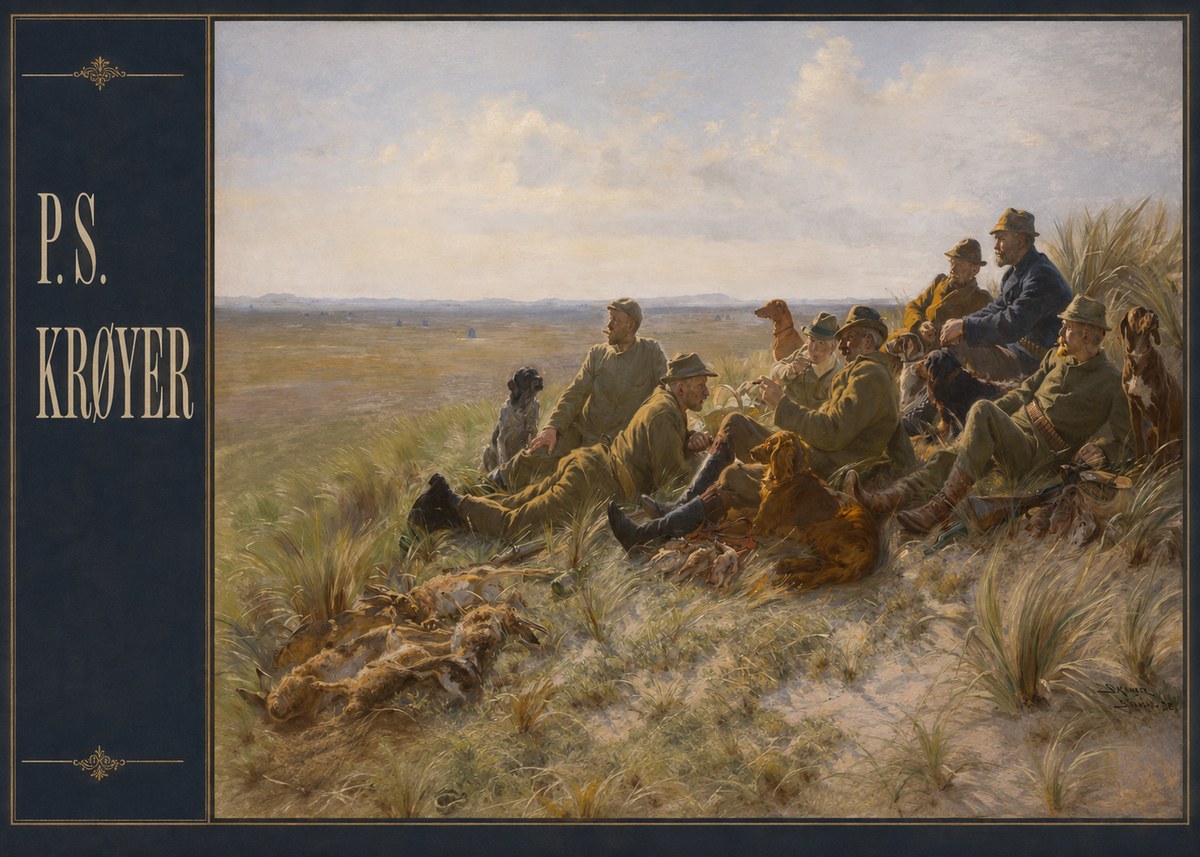 P.S. Krøyer Hare-hunting in the Dunes No4 - Affiche