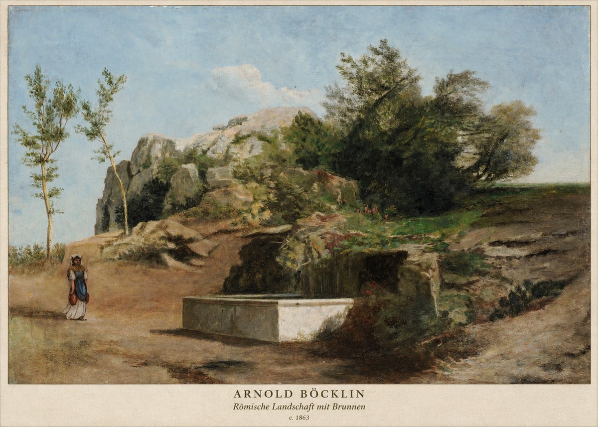 Arnold Böcklin Römische Landschaft Mit Brunnen No2 - Affiche