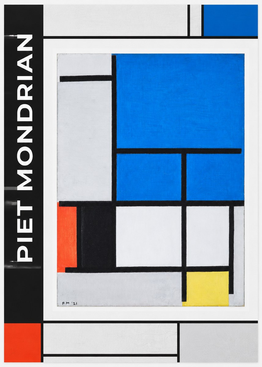 Piet Mondrian Composition with Red, Black, Blue, and Yellow No1 - Affiche