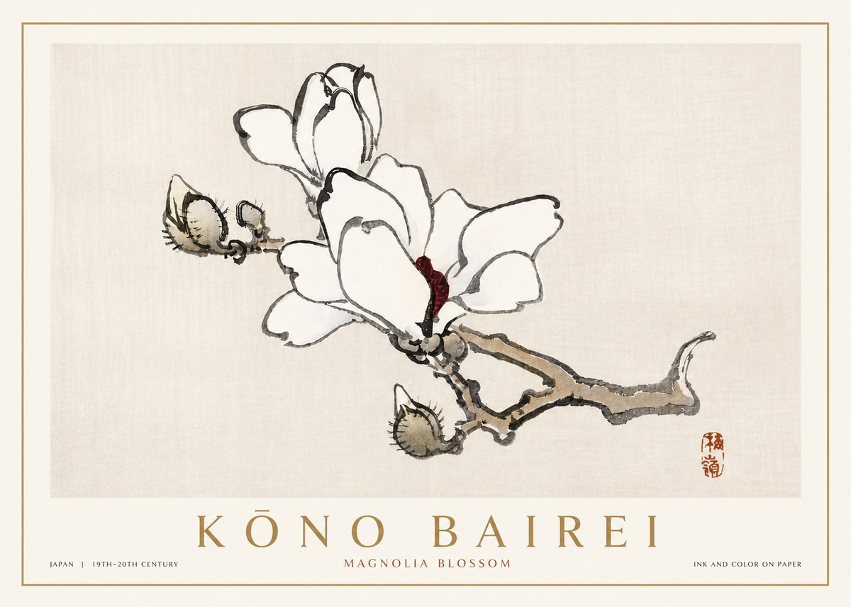 Kōno Bairei Magnolia Blossom No4 - Affiche