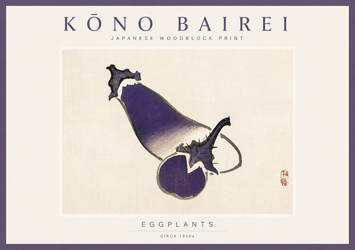 Kōno Bairei Eggplants No2 - Affiche