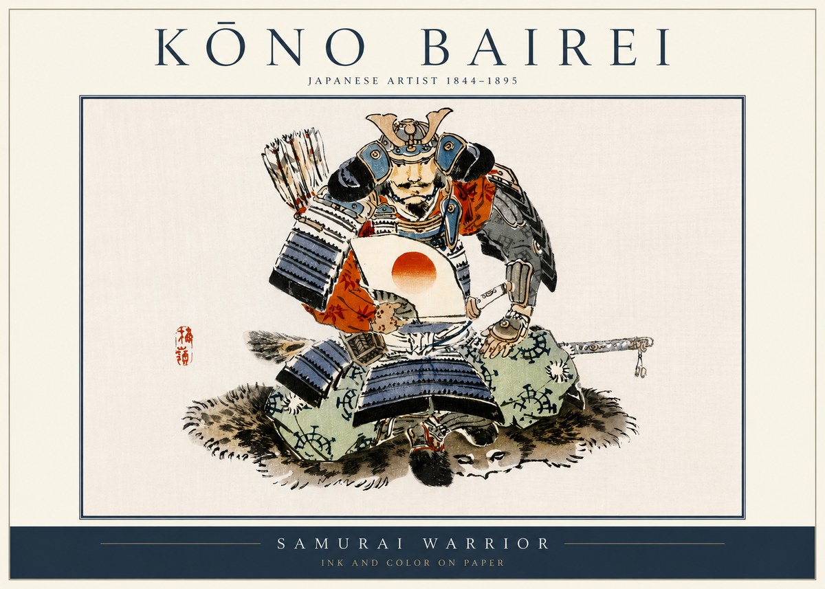 Kōno Bairei Samurai Warrior No3 - Affiche