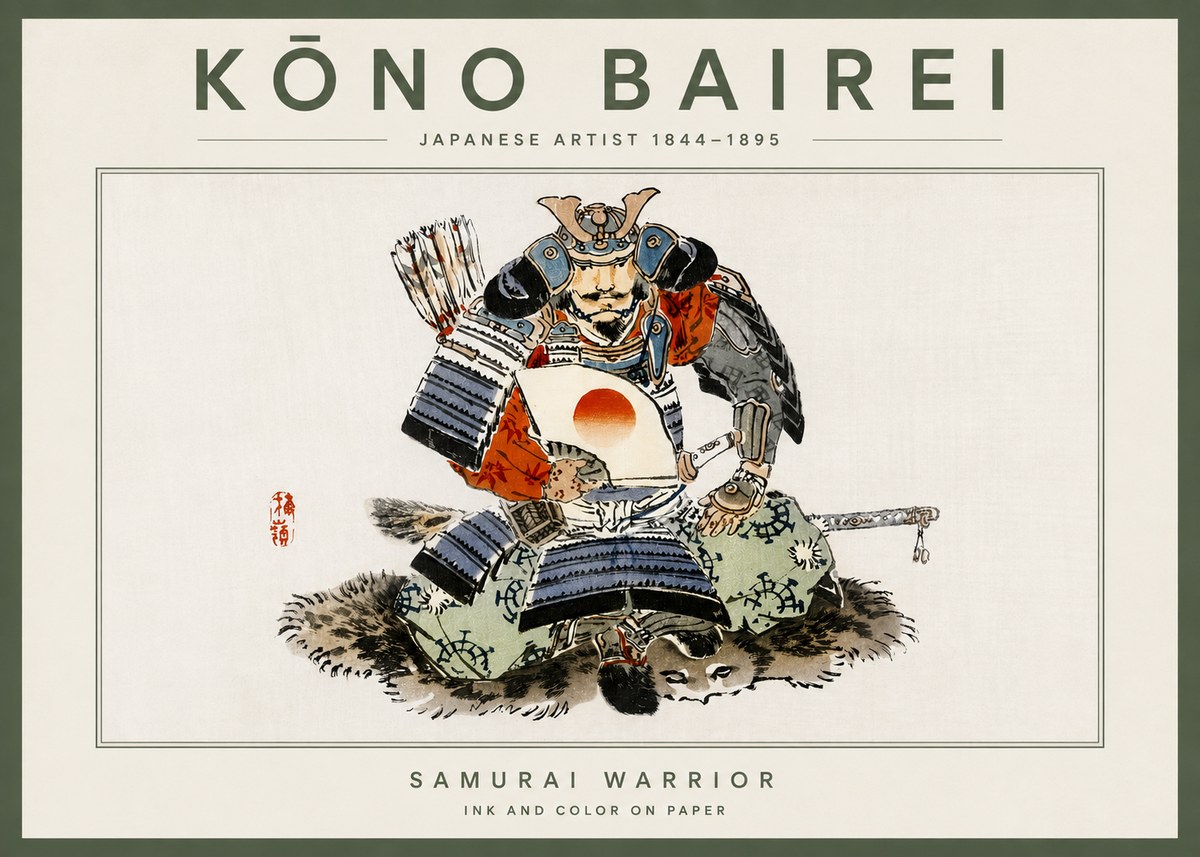 Kōno Bairei Samurai Warrior No4 - Affiche