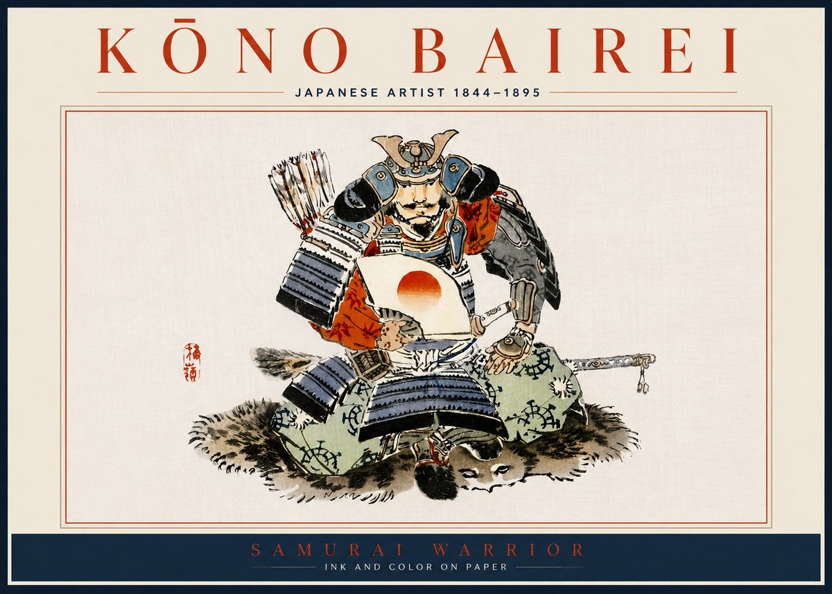 Kōno Bairei Samurai Warrior No5 - Affiche