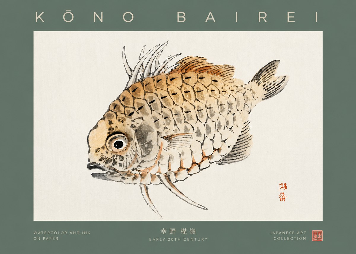 Kōno Bairei Fish III No2 - Affiche
