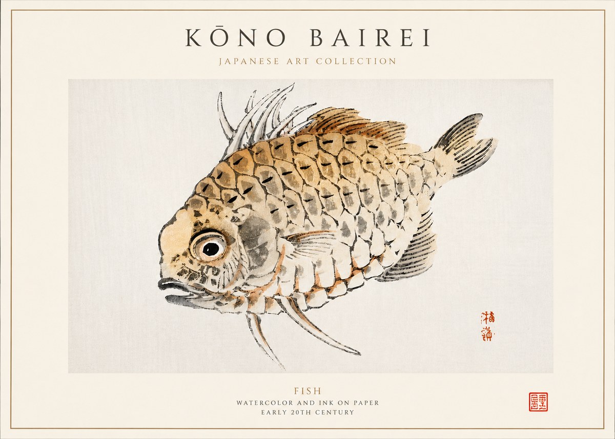Kōno Bairei Fish III No3 - Affiche